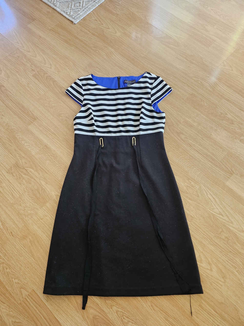 Jessica Howard Black and White Striped Bodice Dress
